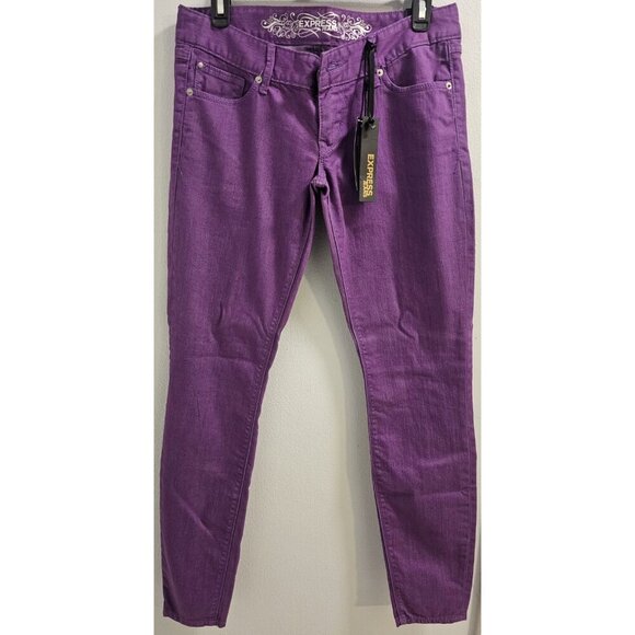 Express Women's Zelda Slim Fit Ultra Low Rise Purple Jean Legging Size 6 NWT - Picture 1 of 13